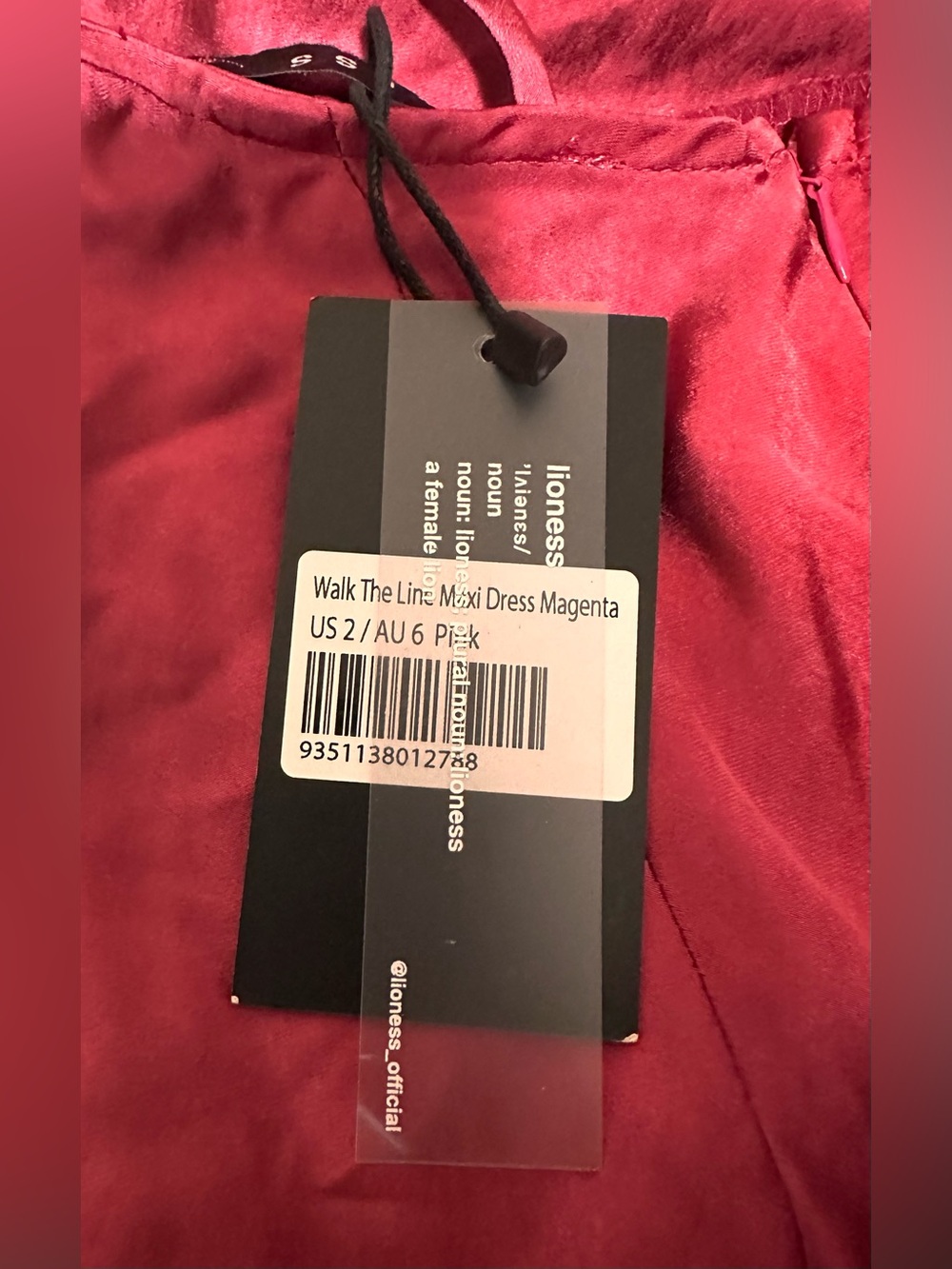 Lioness Magenta Maxi Dress with Black Tag